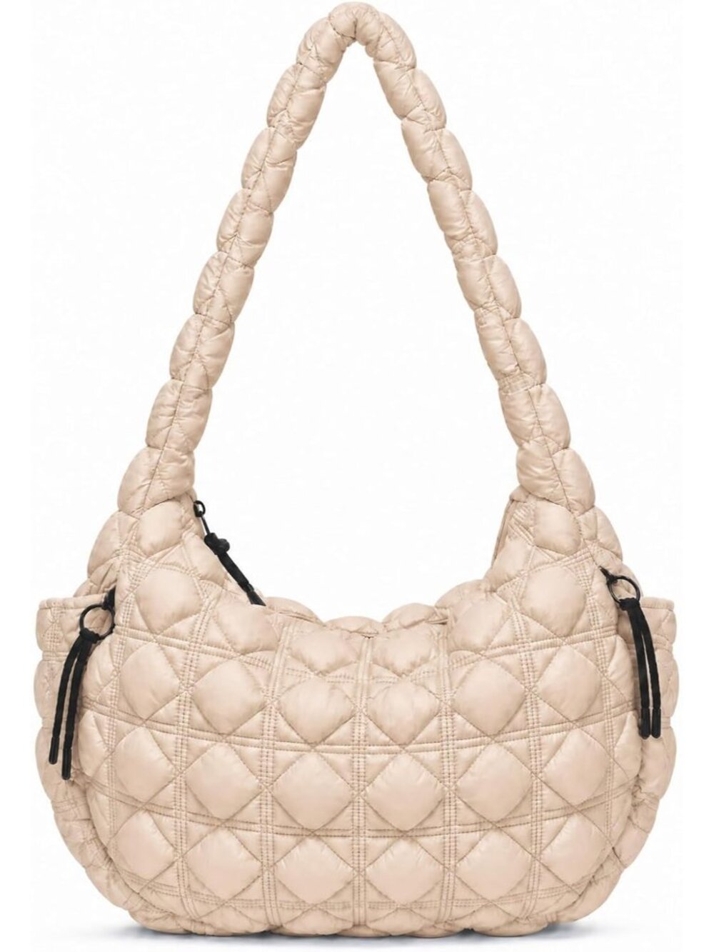Large Puffer Quilted Crossbody Tote Bag for Women, Lightweight Nylon Puffy Shoul